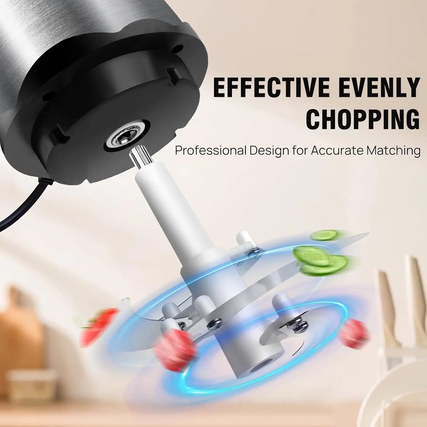 300W Fruit & Vegetable Chopper 2L Food Processor Small Meat Grinder Electric Dicer with 2 Speeds 4 Bi-Level Blades for Meat Fru