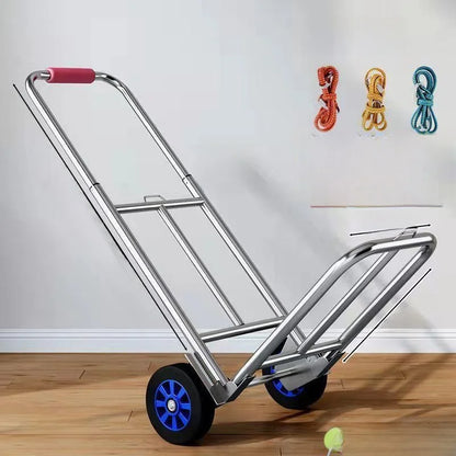 Foldable Stainl Steel Hand-Pulled op Cart for Lage Transport Double Trailer Small Goods Trolley Pu Cart Water