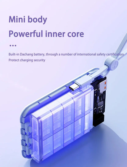 Lenovo 4 Built-in Type C Cables Mini Fast Charging 500000mAh Power Bank Compatible With iPhone Samsung Android Smart Mobiles