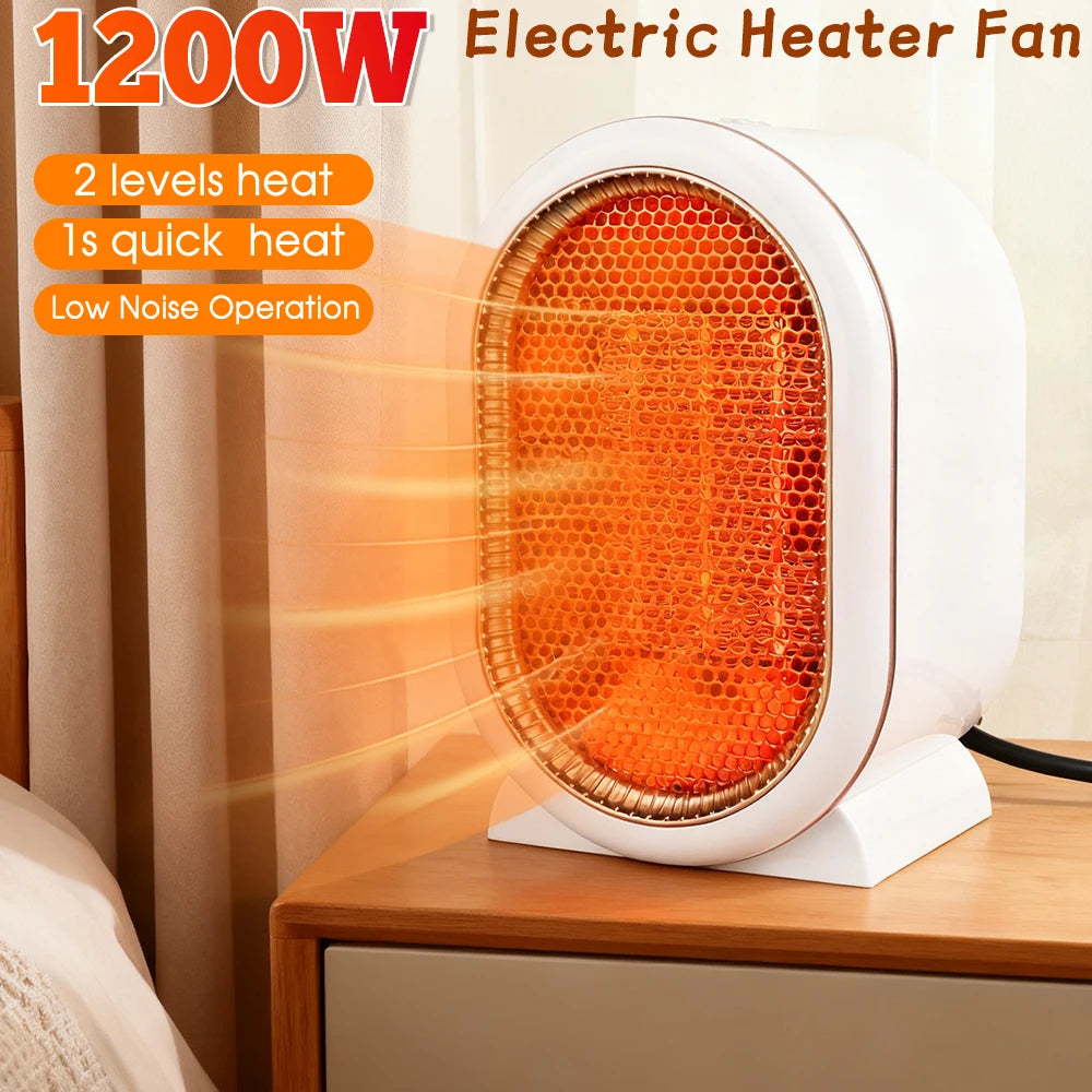 1200W Electric Heater Portable Desktop Fan Heater Heating Warm Air Blower Mini Radiator Home Office Warmer Machine for Winter