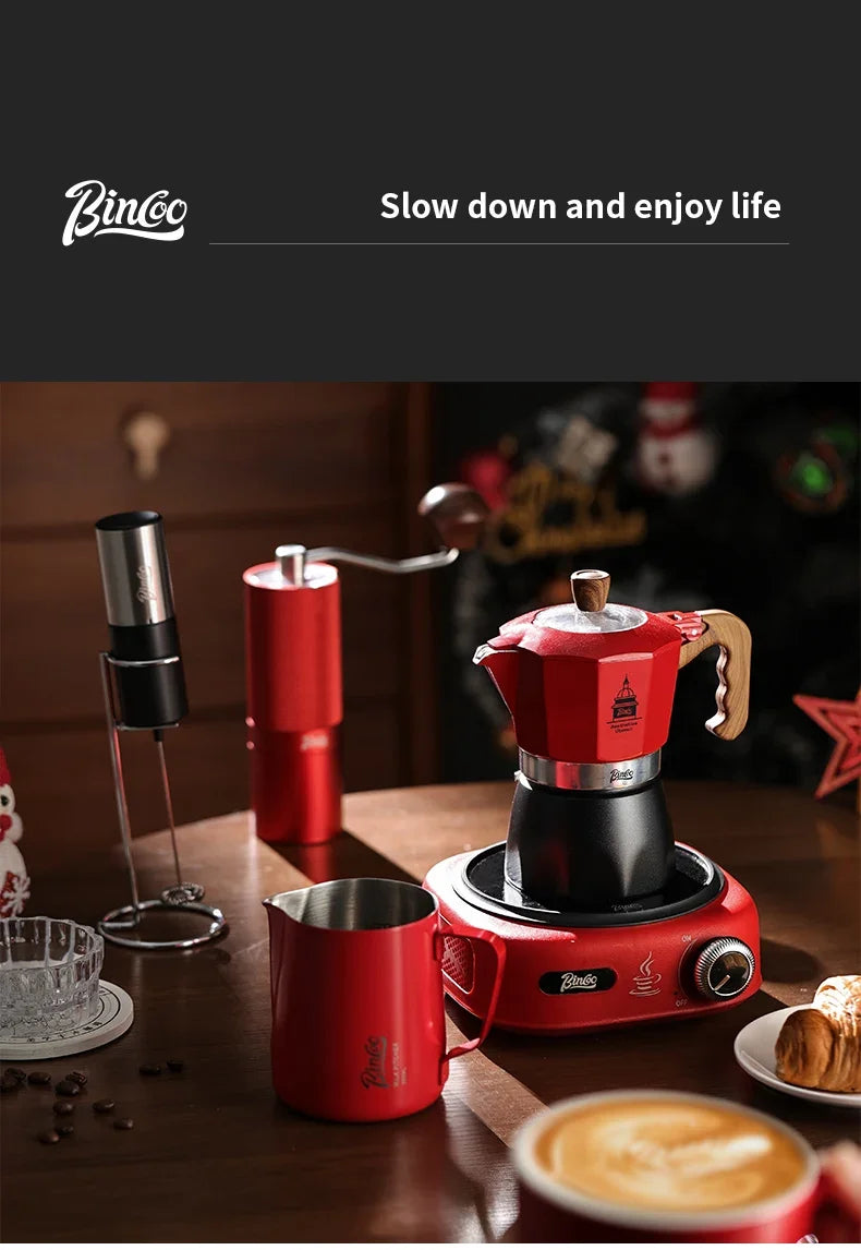 Bincoo Double Valve Coffee Moka Pot Espresso Machine Electric Stove Brewed Coffee Italian Home Outdoor Barista Accessories 220V