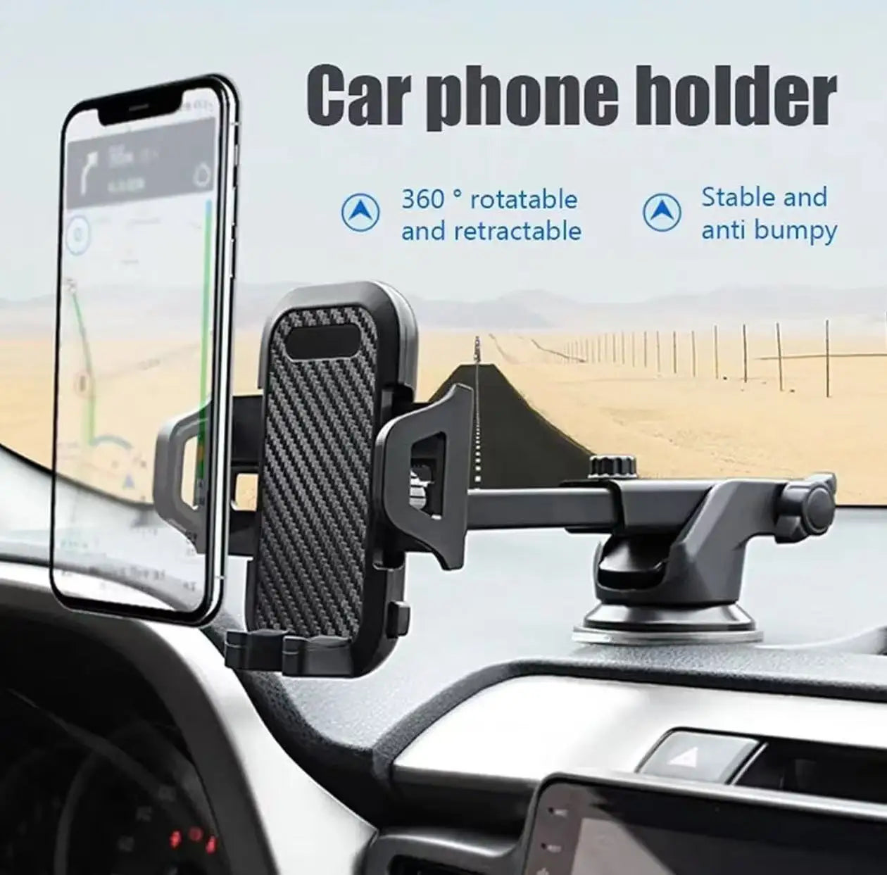 3-in-1 Universal Car Phone Mount Holder Cradle, Dashboard Windshield Air Vent Suction Cup Holder for iPhone and Android Smartpho
