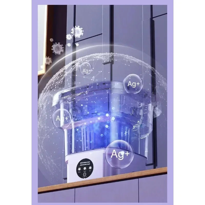 8L Foldable Mini Washer Spin Dryer Portable Cleaning Machine for Socks Underwear Panties Home Use Small Laundry