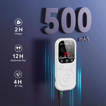 2026 New 1.8 inch Slim MP3 Player Bluetooth 5.4 — Portable Walkman, Compatible eBook Recording FM Radio Music Player