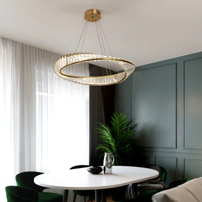 Modern Pendant Light Crystal Led Ceiling Lamp Gold Chandelier Möbius Strip Lustre Luxury Living Dining Room Home Decor Fixture