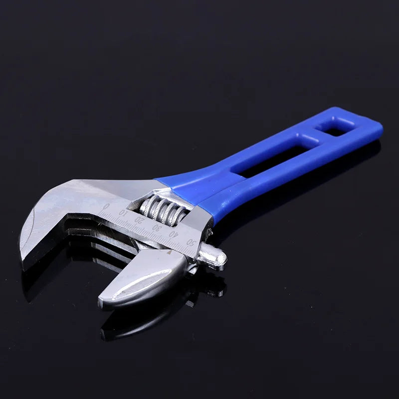 8” Short Handle Spanner Adjustable Wrench with 55 mm Wide Jaw Opening for Plumbing Auto Repair Home Maintenance