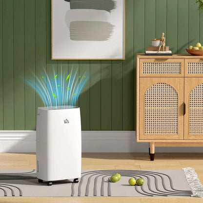 HOMCOM 12L/Day 2500ml Dehumidifier for Home with 24H Timer and 2 Speed Modes