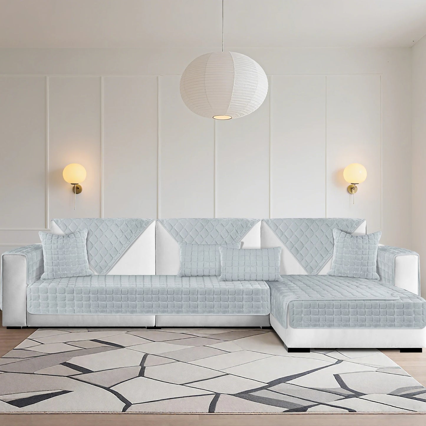 Soft Flannel Sofa Covers Washable Sofa Cushion Covers Non-Slip Couch Slipcovers for Sectional Sofa L Shape Furniture Protector