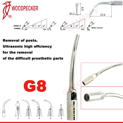 Woodpecker Dental Scaler Tips Ultrasonic Tooth Cleaning Machine Cutter Head Endo Perio Scaling Tips Fit EMS UDS Scaler Handpiece