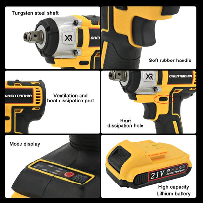 1000Nm 1/2" Cordless Electric Impact Wrench Drill Gun Ratchet Driver Includes 2 Battery, Charger and Kit Bag