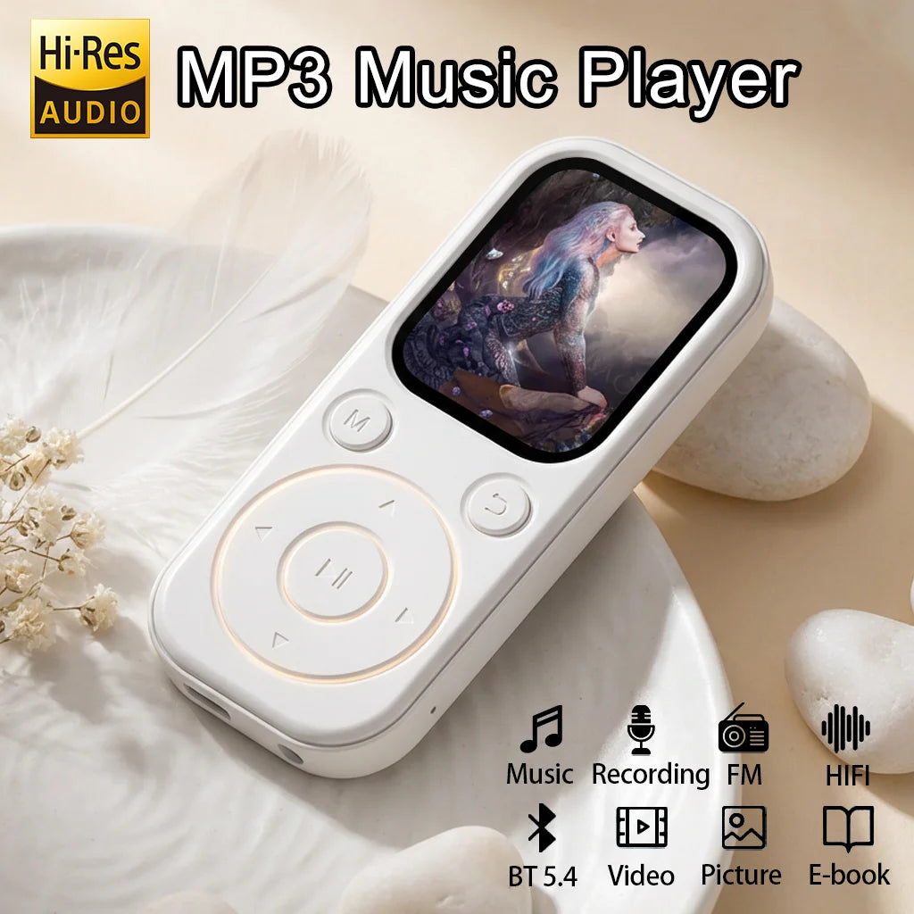 2026 New 1.8 inch Slim MP3 Player Bluetooth 5.4 — Portable Walkman, Compatible eBook Recording FM Radio Music Player