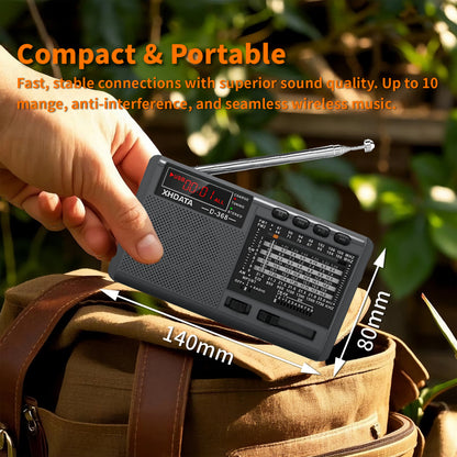 XHDATA D-368/ D-328 Portable Radio FM1-2/AM/SW 12 Band MP3 Player Bluetooth/TF Card With Headphone Jack For Elder Easy Use