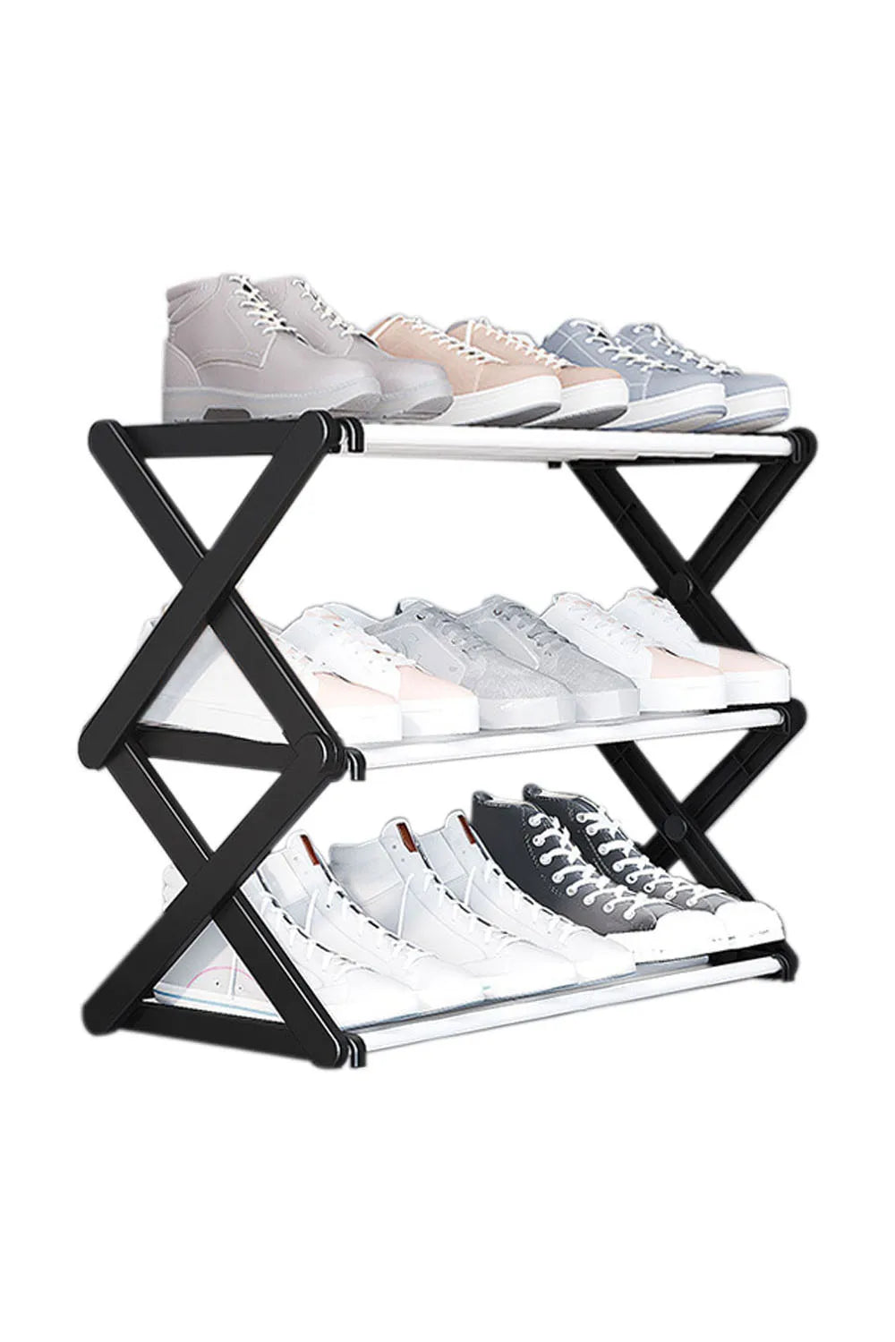 【Breeins】Foldable Multi-Tier Metal Shoe Rack for Entryway Shoes Storage Organizer Shelf Home Decoration Cabinet