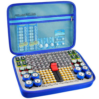 Battery Organizer Case With Tester Holds 150+ AA AAA 9V C D Lithium Button Batteries Hard Shell For Home Garage Batteries