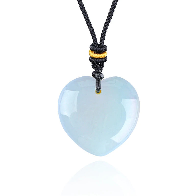 1pc 30mm Natural Stone Pendant Necklace Heart Amethyst Rose Quartz Pendant Necklace for Women Men Jewelry Party Gift