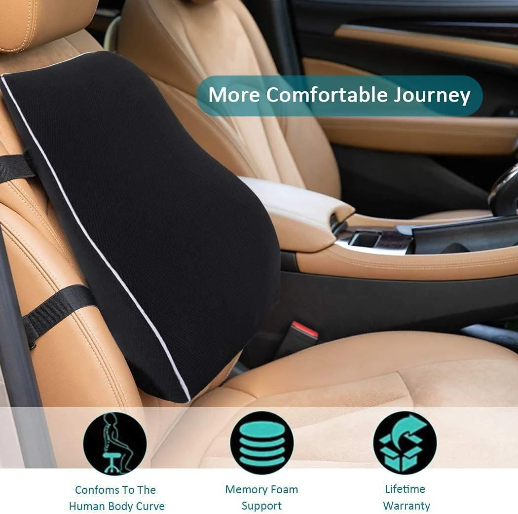 Car Seat Office Chair Back Lumbar Support Car Waist Rest Rebound Memory Foam Cushion Pad Back Lumbar Cushion for Car Driver