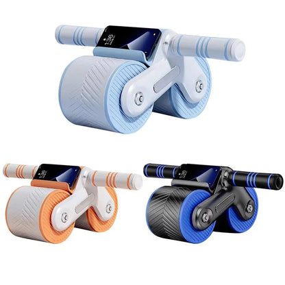 Auto Rebound Double Wheel Ab Roller With Phone Holder Non‑Slip Abdominal Exercise Roller Core Workout Equipment For Fit Beginner
