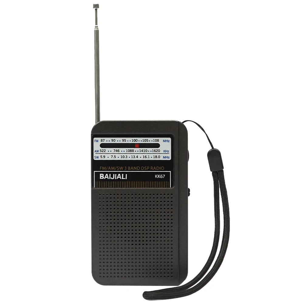 Radio FM/AM Small Portable Radio Battery Operated Radio Full-wave Band World Receiver Telescopic Antenna Built-in Speaker