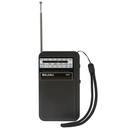 Radio FM/AM Small Portable Radio Battery Operated Radio Full-wave Band World Receiver Telescopic Antenna Built-in Speaker