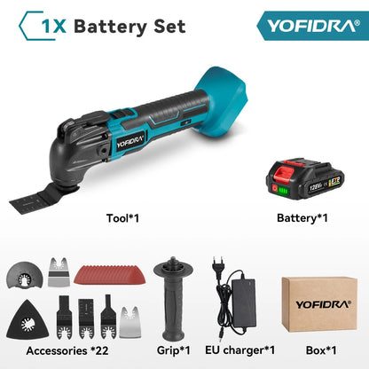 YOFIDRA 6 Gears 600W Oscillating Multi Tools Function Tool 20000OPM Electric Saw Trimmer Shovel for Makita 18V Battery Pin