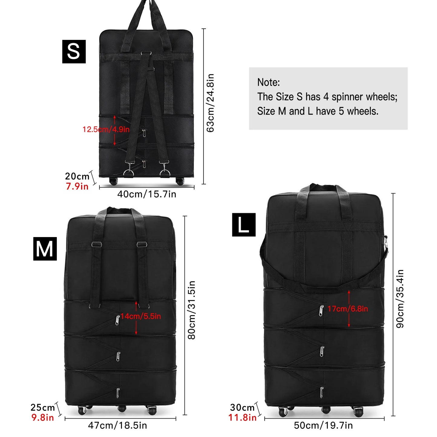 Expandable Foldable Suitcase Collapsible Rolling Travel Luggage Bag for Men Women