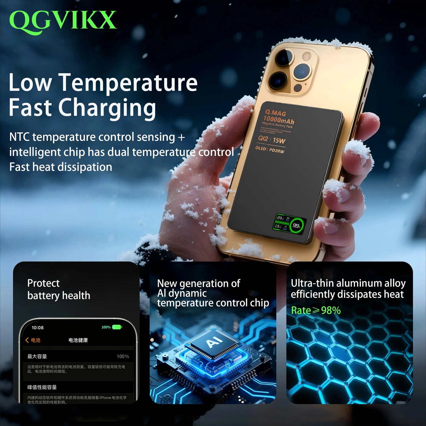 10000mAh 3 in 1 Power Bank for Magsafe Magnetic Wireless 20W Fast Charging, External Battery for IPhone 17 - 12 Airpods IWatch