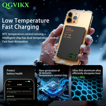 10000mAh 3 in 1 Power Bank for Magsafe Magnetic Wireless 20W Fast Charging, External Battery for IPhone 17 - 12 Airpods IWatch