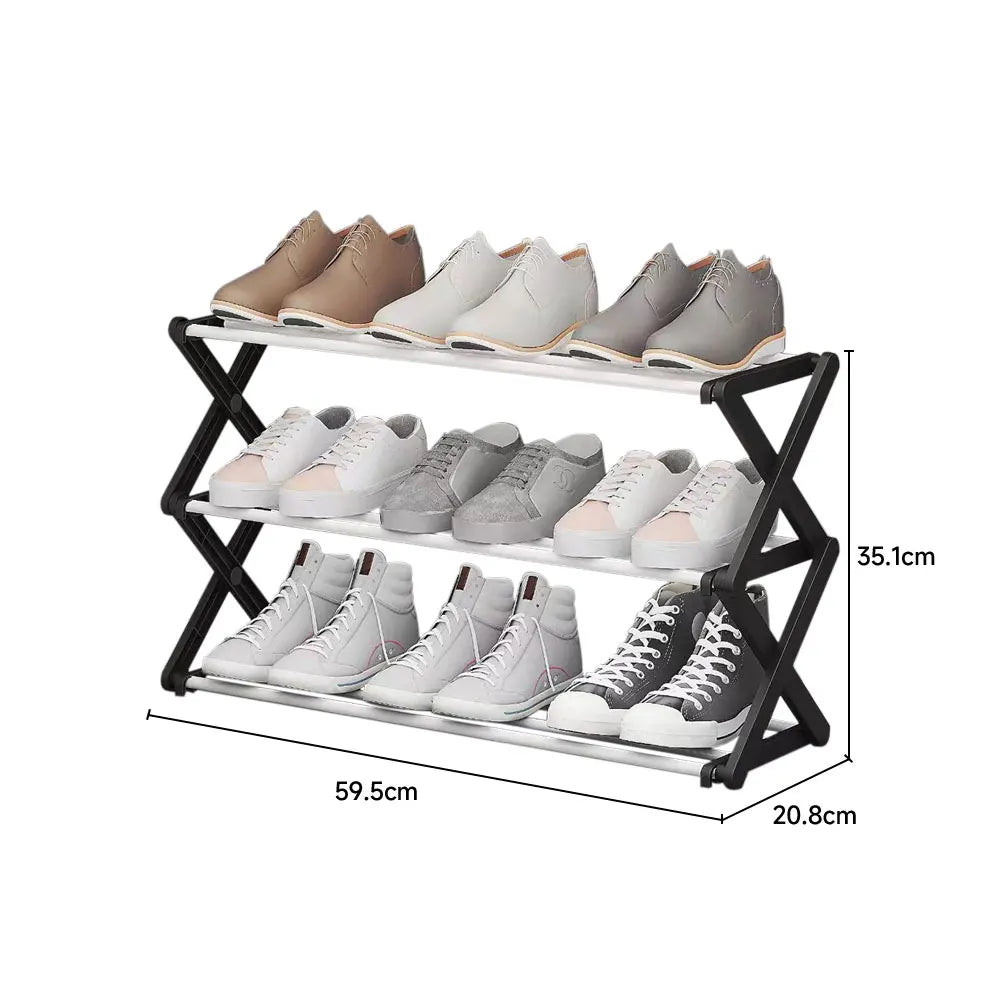 【Breeins】Foldable Multi-Tier Metal Shoe Rack for Entryway Shoes Storage Organizer Shelf Home Decoration Cabinet