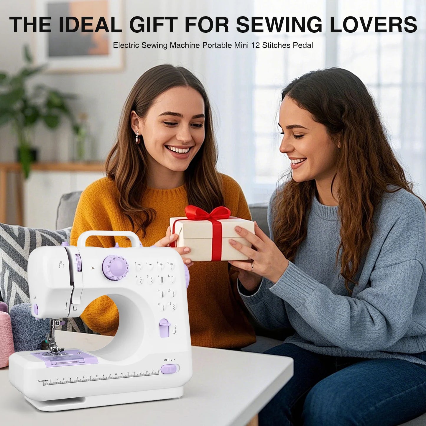 12 Stitches Sewing Machine with Foot Pedal Household Sewing Machine Non-Slip 505A Knitting Machine for DIY Home Sewing Mending