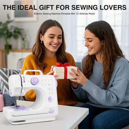 12 Stitches Sewing Machine with Foot Pedal Household Sewing Machine Non-Slip 505A Knitting Machine for DIY Home Sewing Mending