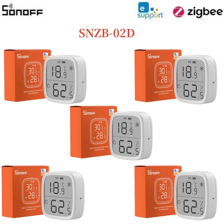 SONOFF SNZB 02D Zigbee Temperature Humidity Sensor SNZB-02D LCD Remote Real-time Monitoring Alexa Google Home Voice Control