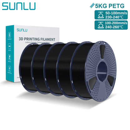 SUNLU PETG 3D Printer Filament 5KG Neatly Wound Good Toughness 1.75mm 3D Filament with Reusable Spool for Most FDM Printer