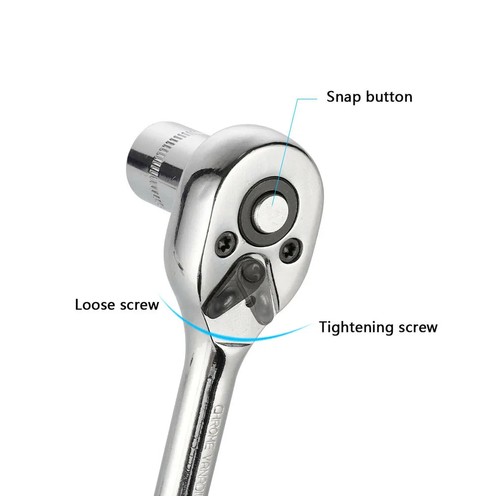 46PCS Socket Set Car Metric Socket Ratchet Wrench Set CRV Steel Torx Wrench Bits Screwdriver 1/4" Drive Car Vehicle Repair Tool