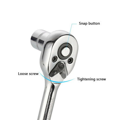 46PCS Socket Set Car Metric Socket Ratchet Wrench Set CRV Steel Torx Wrench Bits Screwdriver 1/4" Drive Car Vehicle Repair Tool