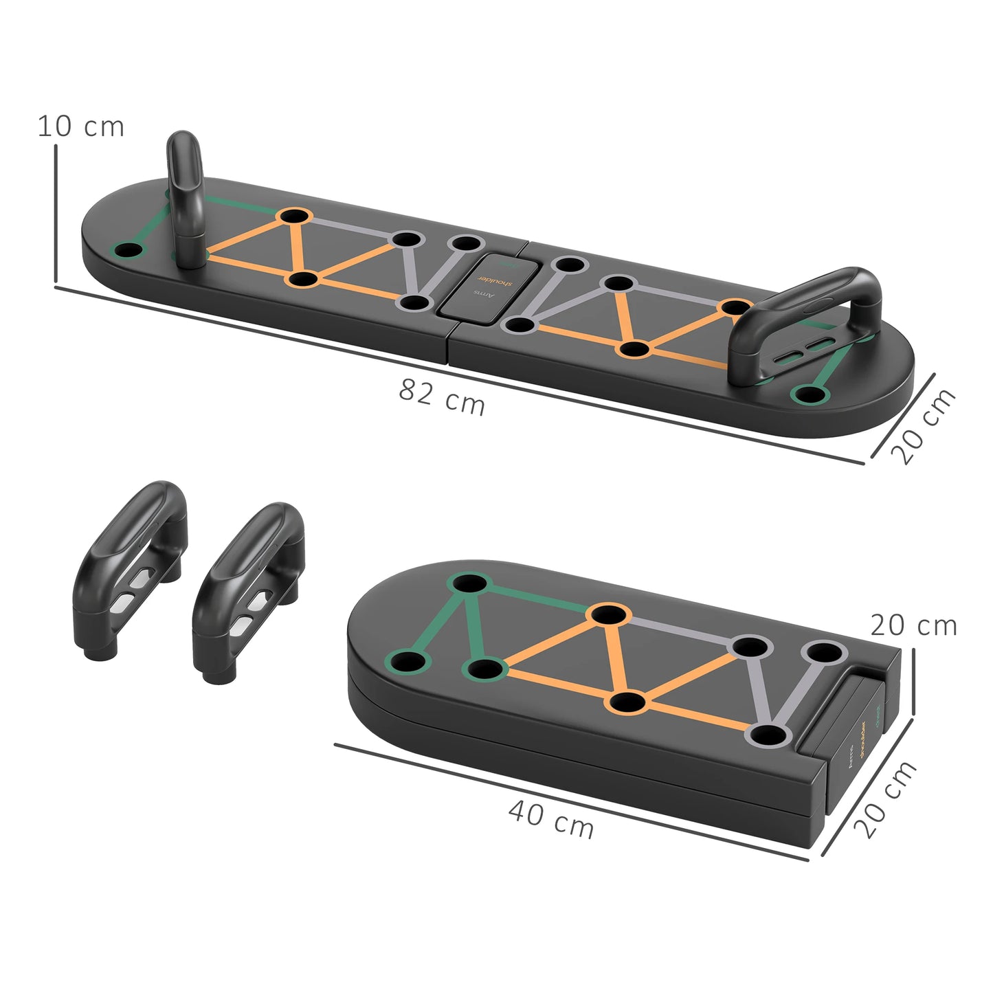 SPORTNOW Foldable Push Up Board, 11-in-1 Press Up Board, Portable Pushup Stand with Non-slip Pads for Arms
