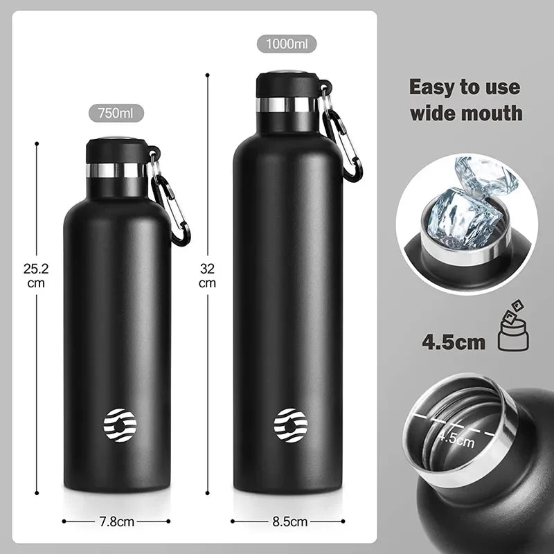 FEIJIAN Stainless Steel Thermos Bottle 1000ml Sports Flask Vacuum Insulated Water Bottle Leak Proof BPA Free