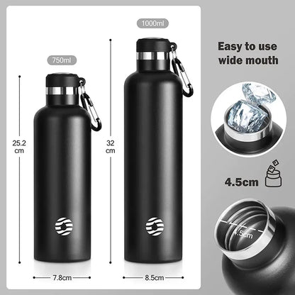 FEIJIAN Stainless Steel Thermos Bottle 1000ml Sports Flask Vacuum Insulated Water Bottle Leak Proof BPA Free