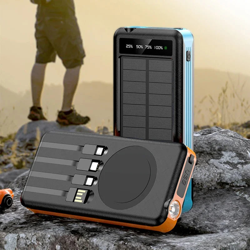 Lenovo 100000mAh 2 In 1 Solar Wireless Power Bank Large Capacity Portable Charger Fast Charging External Battery For Phone New