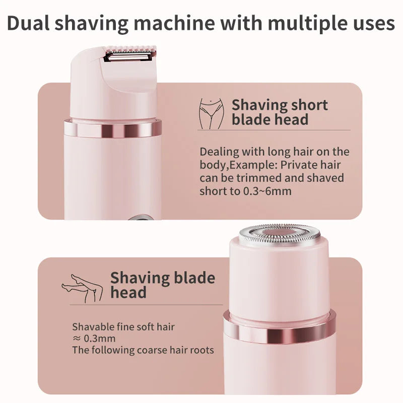 Electric Razors for Women 2-in-1 Rechargeable Bikini Trimmer Painless Body Hair Remover for Ladies Pubic Legs Face Underarms