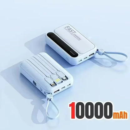 Lenovo 500000mAh Fast Charge Power Bank Portable Large Capacity 4 Built‑in Cables Backup Battery for Smartphones Daily Outdoor