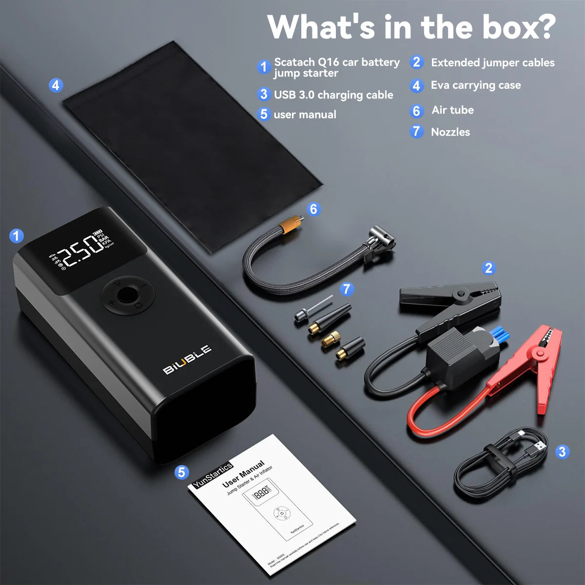 4 In 1 8000A Car Jump Starter 150PSI Air Pump Car Battery Booster Engine Starting Device Tire Air Compressor Power Bank
