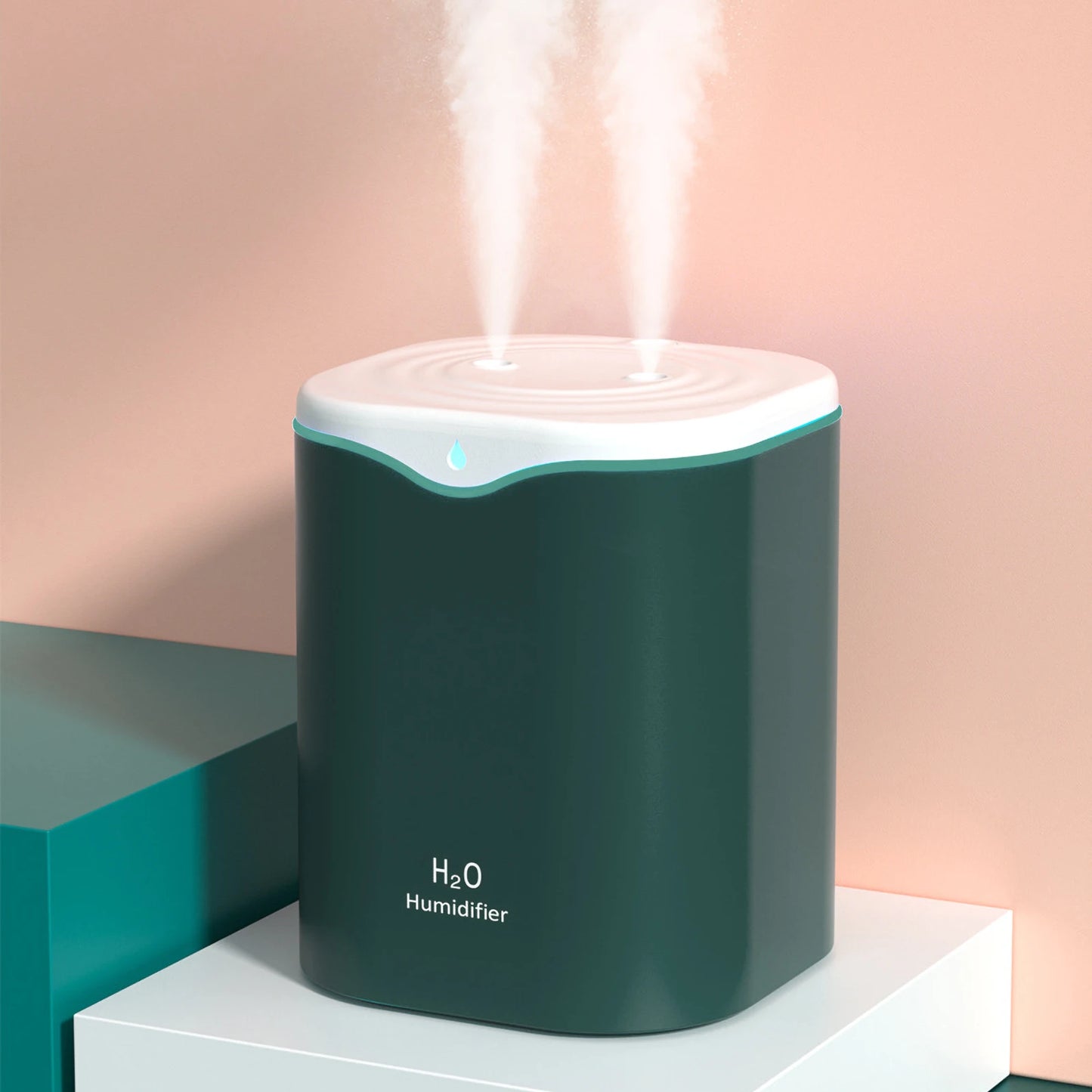 2L Double Spray Humidifiers with LED light Cool Mist Auto Shut-Off Humidifier Portable Desk Humidifiers for Bedroom Home  Room