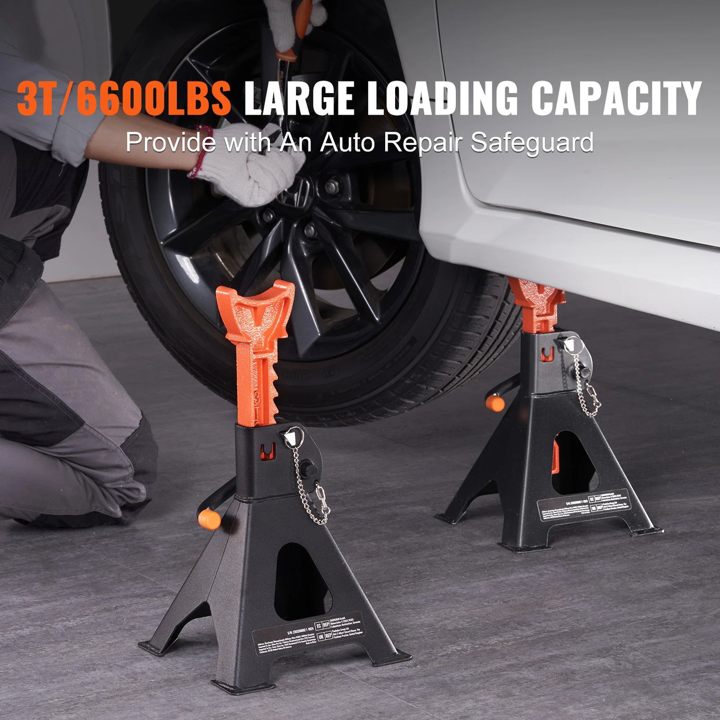 SucceBuy Jack Stands 3/6 Ton Capacity Car Jack Stands Double Locking Adjustable Height for lifting SUV Pickup Truck Car UTV ATV