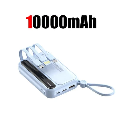 Lenovo 4 Built-in Type C Cables Mini Fast Charging 500000mAh Power Bank Compatible With iPhone Samsung Android Smart Mobiles