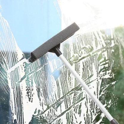 1pc Glass Cleaning Brush 2-in-1 Telescopic Pole Car Window Floor Cleaning Brush Glass Scraper Household Cleaning Tool