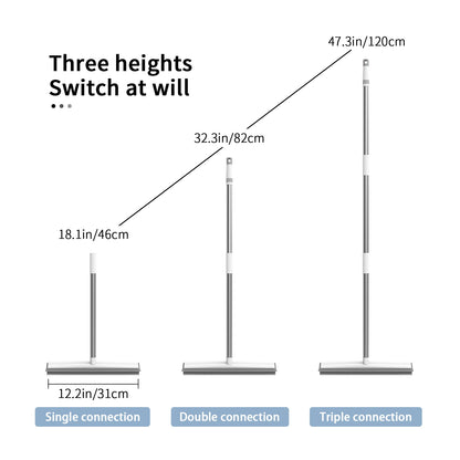 Telescopic Rubber Broom with Squeegee, Carpet Rake Pet Hair Fur Remover Broom Magic Clean Sweeper Floor Cleaning Squeegee Wiper Toilet Bathroom Mops