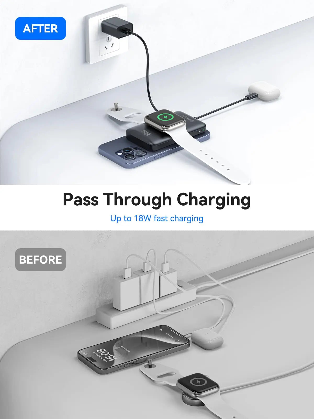 for Magsafe Battery Pack Portable Charger for Apple Watch Ultra/9/8/7/6/5 Wireless Power Bank For iPhone 15/14/13/12 Series