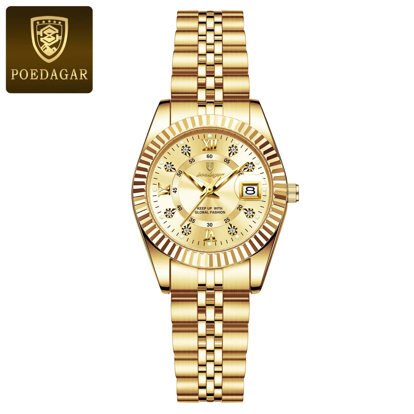 POEDAGAR Top Luxury Watch For Women Waterproof Stainless Steel Luminous Date Ladies Watch Quartz Fashion Elegant Women's Watches