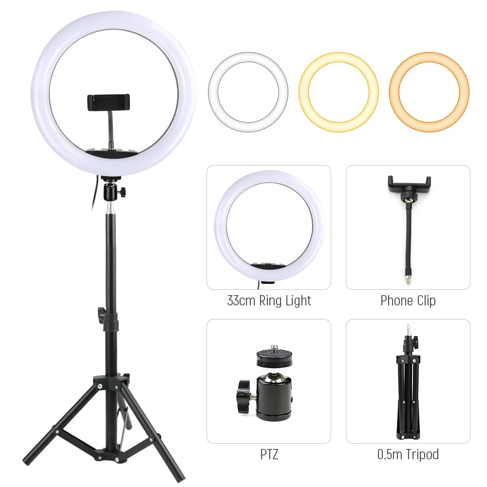 26cm 10inch Led Selfie Ring Light Round Ring Lamp with Phone Holder Photography Fill Lighting with Tripod for Youtube Live Video