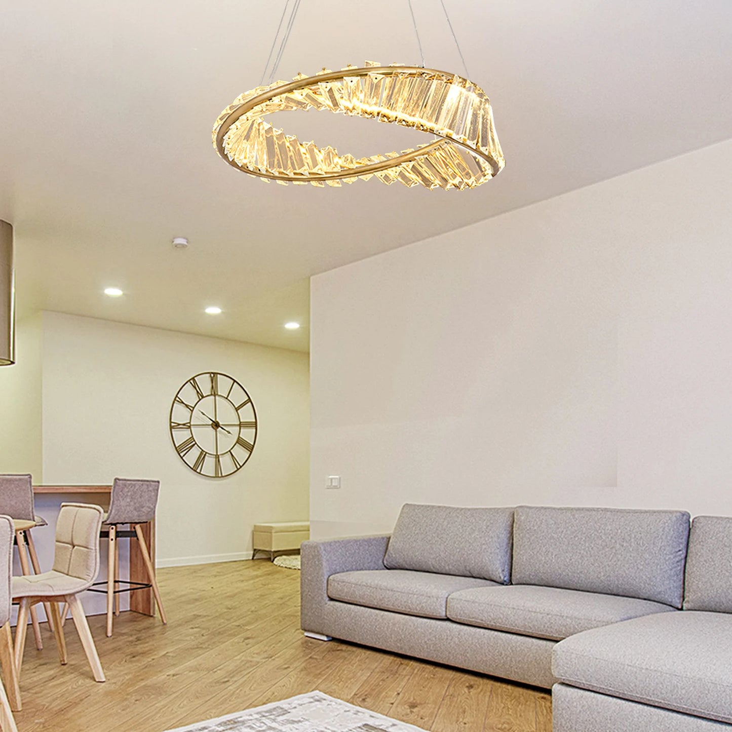 Modern Pendant Light Crystal Led Ceiling Lamp Gold Chandelier Möbius Strip Lustre Luxury Living Dining Room Home Decor Fixture